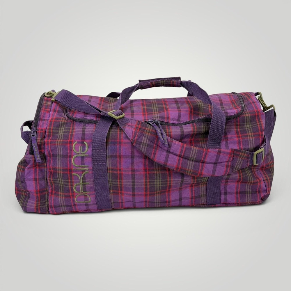 Dakine EQ Large Duffel Bag 26 Purple Plaid Travel Gym Overnight Bag